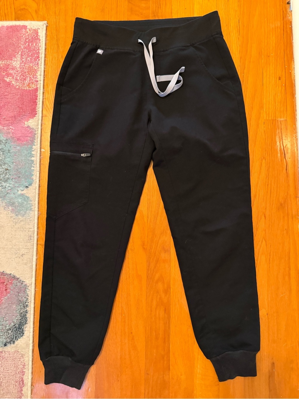 Figs Black Jogger Pants with Gray Drawstring